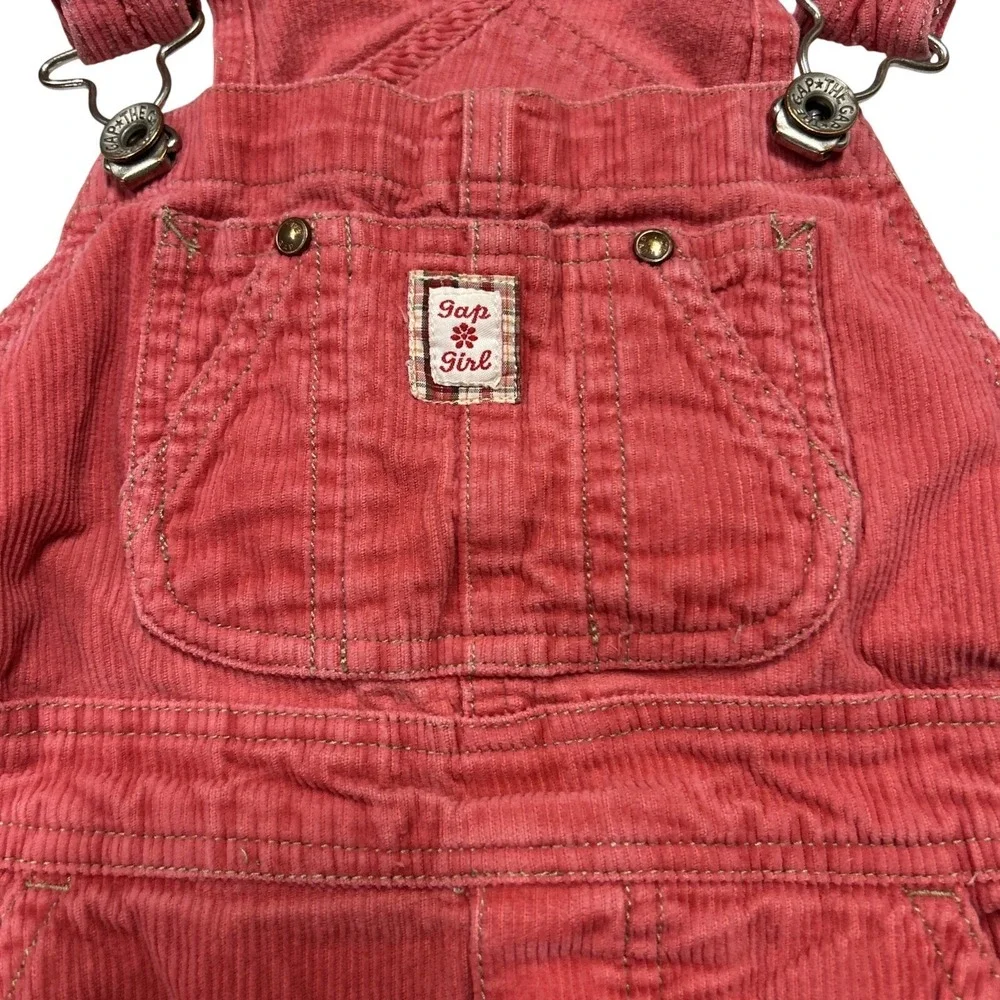 Gap Girl 2XS (4-5Y) Red Bib Overalls Vintage VTG Corduroy Fall Preppy